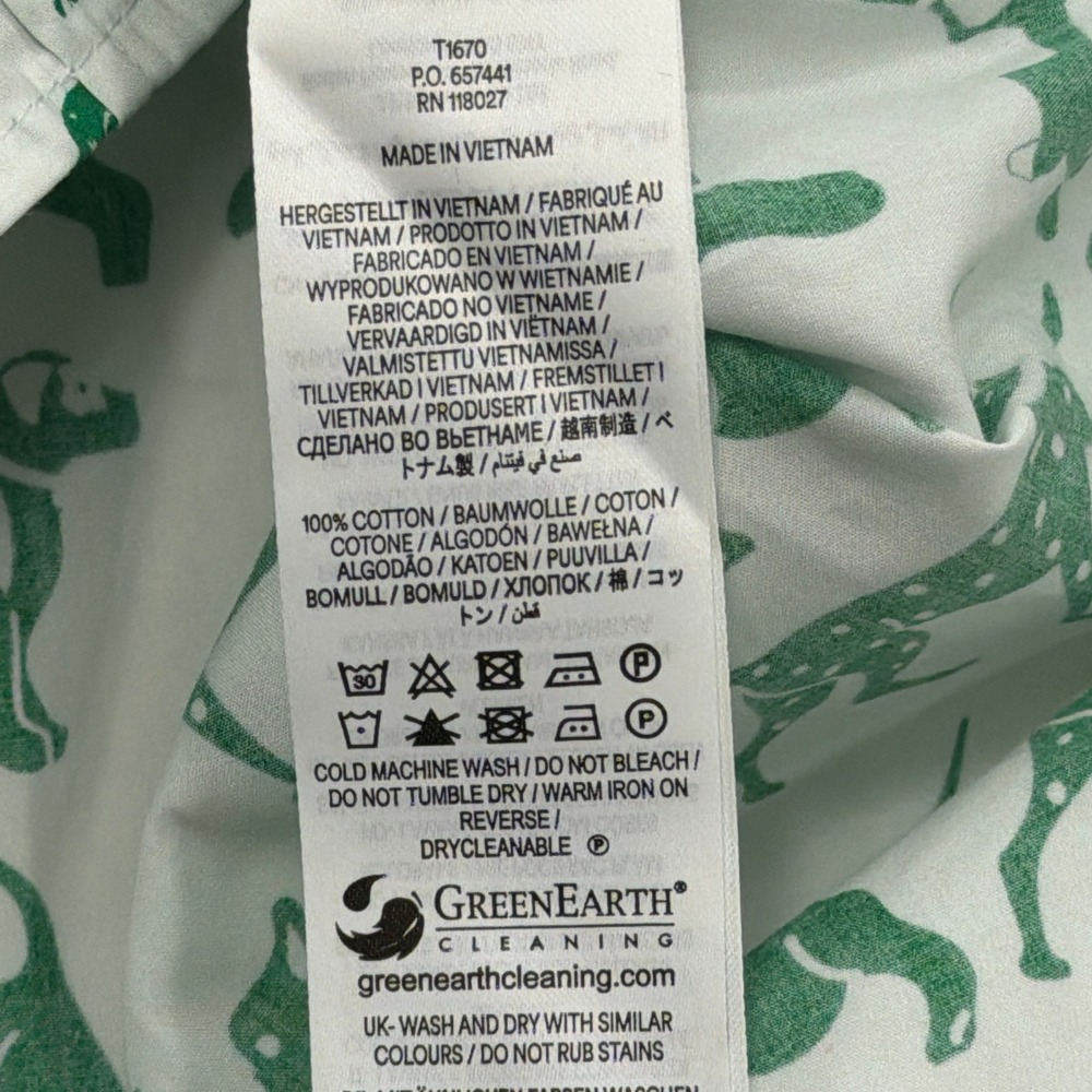 Boden Button Down Shirt 8 Long Sleeve Dog Print Green White Women - Picture 7 of 10